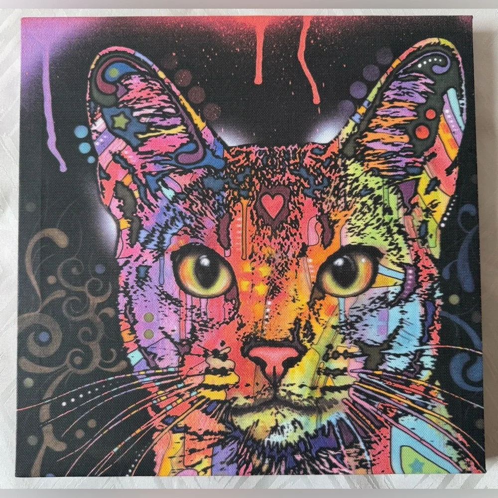 Colorful Dean Russo Print Cat Dog Savvy Labrador Canvas Art Wall Decor Picture